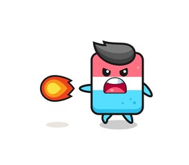 cute eraser mascot is shooting fire power