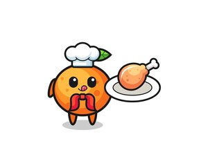 mandarin orange fried chicken chef cartoon character