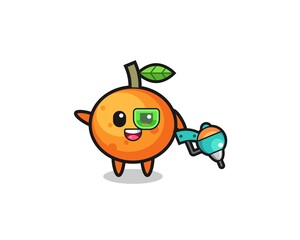 mandarin orange cartoon as future warrior mascot