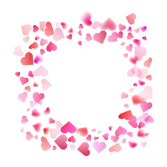 Pink particles heart shape. Valentines Day background of hearts falling. Element for greeting cards