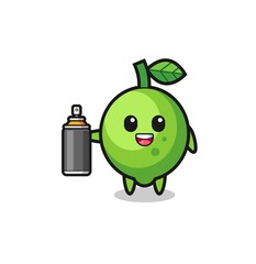 the cute lime as a graffiti bomber