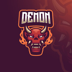 Demon mascot logo design vector with modern illustration concept style for badge, emblem and t shirt printing. Angry demon illustration for sport, gaming, team