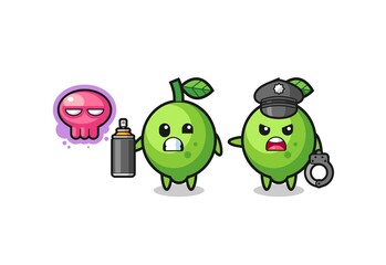 lime cartoon doing vandalism and caught by the police