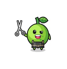 lime character as barbershop mascot