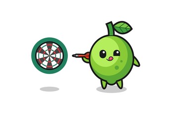 cute lime is playing dart