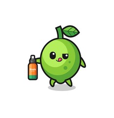 cute lime holding mosquito repellent