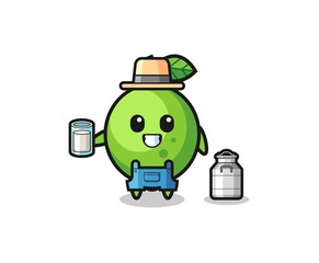 lime cartoon as the dairy farmer