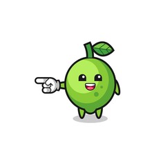 lime cartoon with pointing left gesture