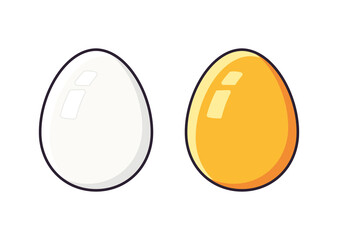 White and brown chicken egg isolated cartoon vector icons
