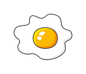 Fried egg isolated cartoon vector icon top view