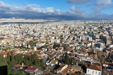 Panoramic view from Acropolis to city of Athens, Attica, Greece