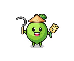 lime Asian farmer holding paddy