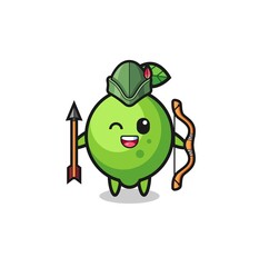 lime cartoon as medieval archer mascot
