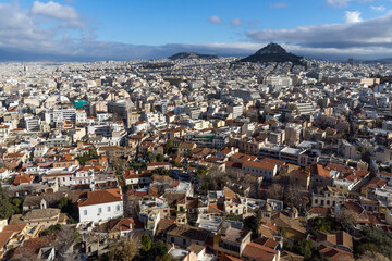 Panoramic view from Acropolis to city of Athens, Attica, Greece