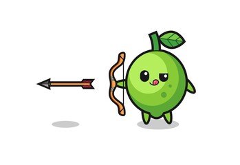 illustration of lime character doing archery