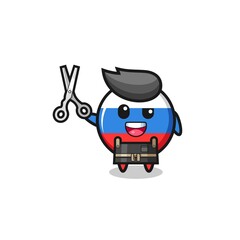 russia flag character as barbershop mascot