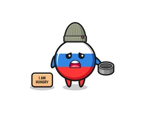 Fototapeta premium cute russia flag beggar cartoon character