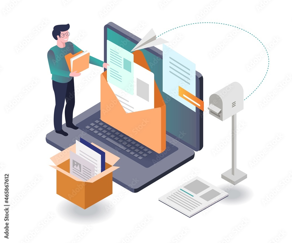 Poster Men send data and documents via email