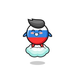 cute russia flag illustration riding a floating cloud