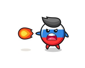 cute russia flag mascot is shooting fire power
