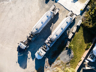 Two Tank truck for the transport of bulk cement.