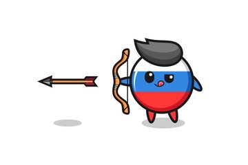 illustration of russia flag character doing archery