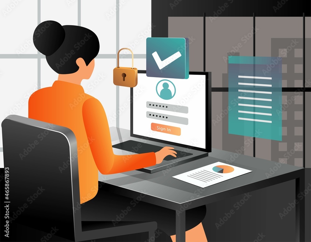 Poster login account with password and unlock security