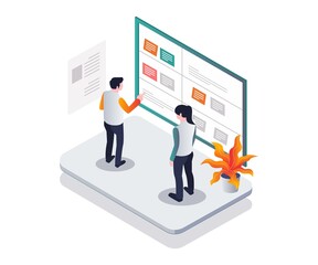 Make a plan on the scrum board in isometric design