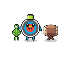 target archery muslim character are celebrating Eid Al Fitr