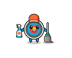 Naklejka premium cute target archery character as cleaning services mascot