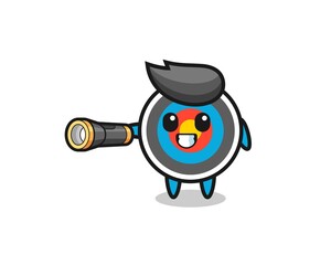 target archery mascot holding flashlight
