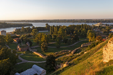 Amazing sunset view of Belgrade Fortress, Serbia