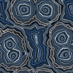 Seamless banded agate geode marble rock with gray stone edge surface pattern design for print. High quality illustration. Infinite continuous repeat of agate mineral stone abstract wallpaper design.