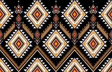 ribal vector ornament. Seamless African pattern. Ethnic carpet with chevrons. 
Aztec style. Geometric mosaic on the tile, majolica. Ancient interior. 
Modern rug. Geo print on textile. Kente Cloth.

