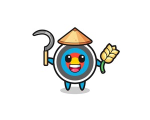 target archery Asian farmer holding paddy