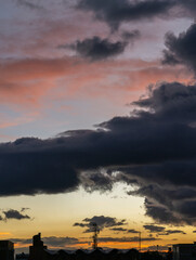 Colorful landscape of a sunset in the city