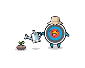 cute target archery is watering plant seeds