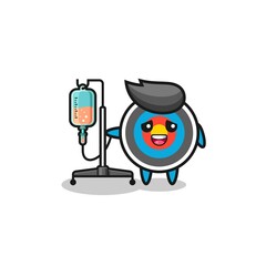 cute target archery character standing with infusion pole