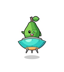 avocado cartoon riding a future spaceship
