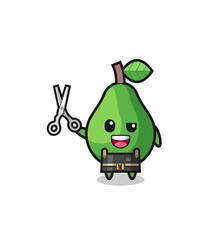 avocado character as barbershop mascot
