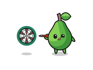cute avocado is playing dart