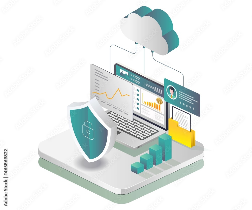 Poster cloud server data security and investment business analysis