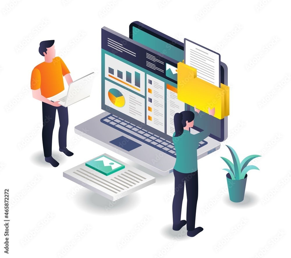 Aufkleber a couple is compiling email data and analysis