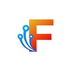 Initial Letter F Technology Logo Design Template Element