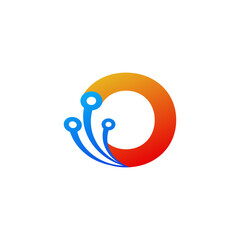Initial Letter O Technology Logo Design Template Element