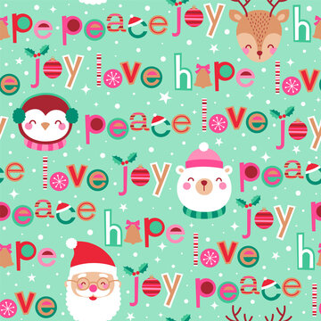 Cute cartoon character and typographic design for Christmas and New year background.