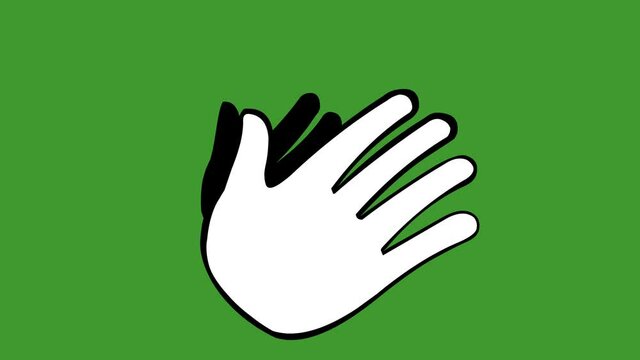 Loop animation of some hands drawn in black and white clapping, on a green chroma key background