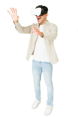 Full length of a man enjoying a videogame