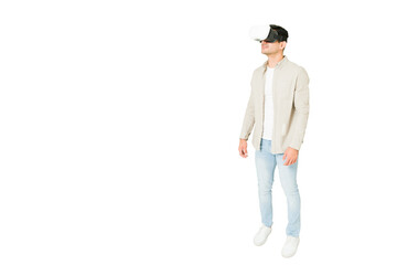 Young man wearing VR glasses