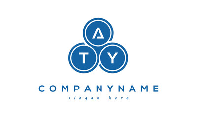 Fototapeta na wymiar ATY three letters creative circle logo design with blue
